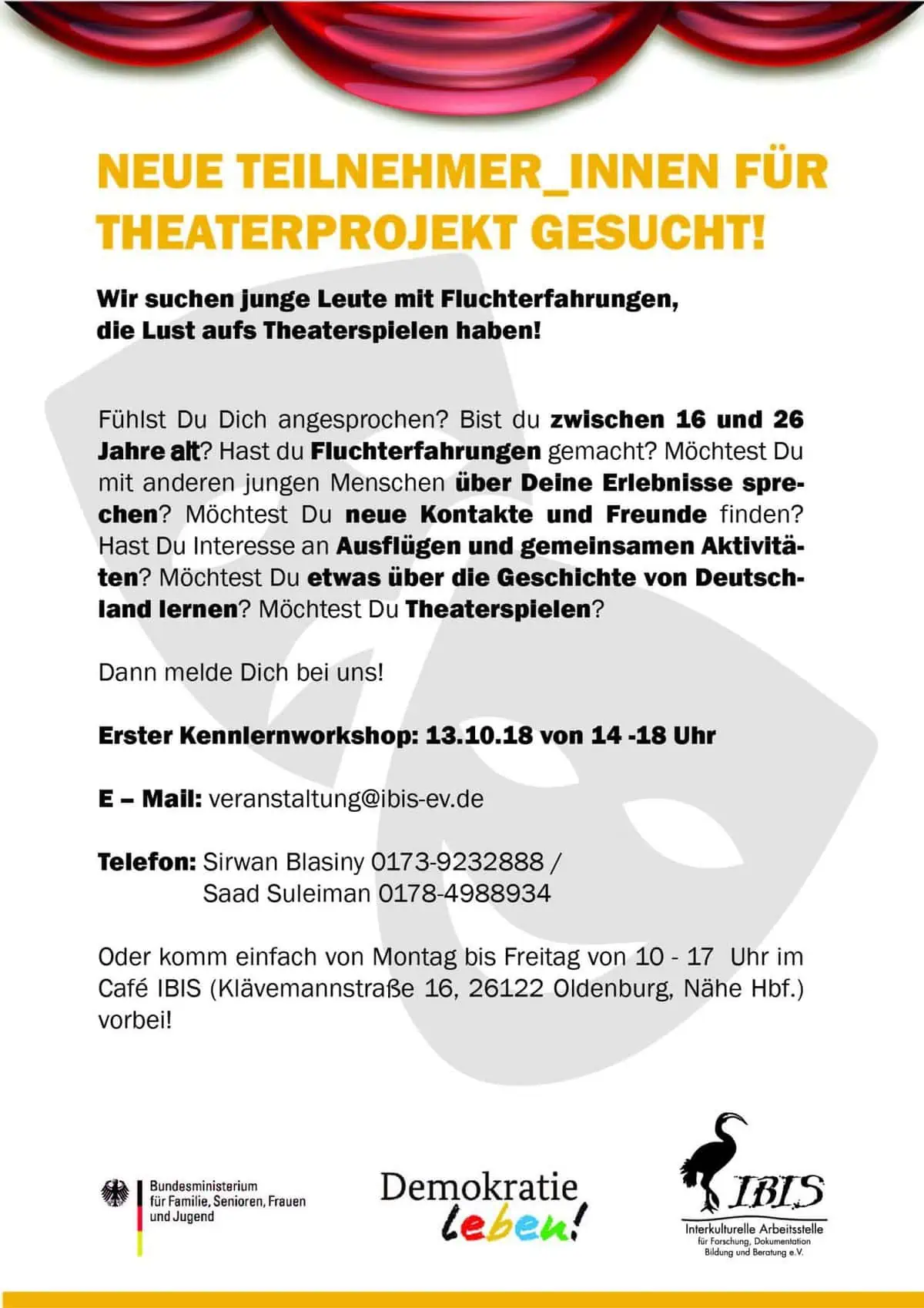 Theaterprojekt: Teilnehmer_innen gesucht!