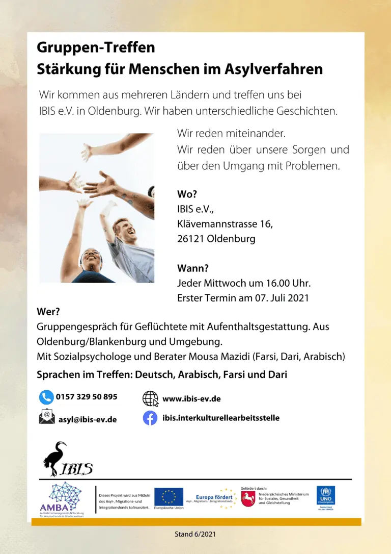 FB 3.2.2c 28 Flyer Arabisch Gruppen Treffen Staerkung fuer Menschen im Asylverfahren