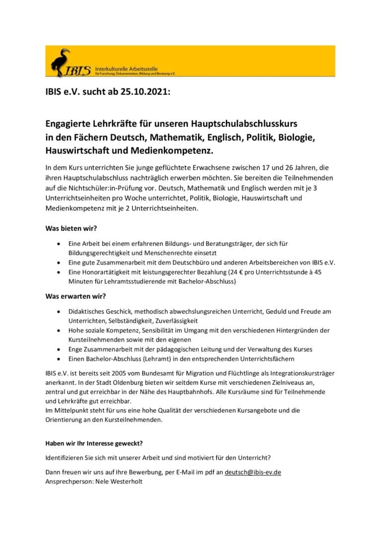 Archiv 14 Stellenausschreibung Honorarkraefte HSA Studierende ibis 10.21 001