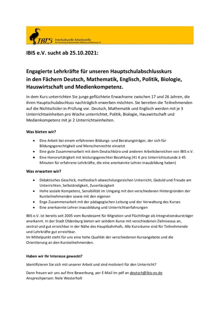 Stellenausschreibung Honorarkraefte HSA ibis 10.21 001