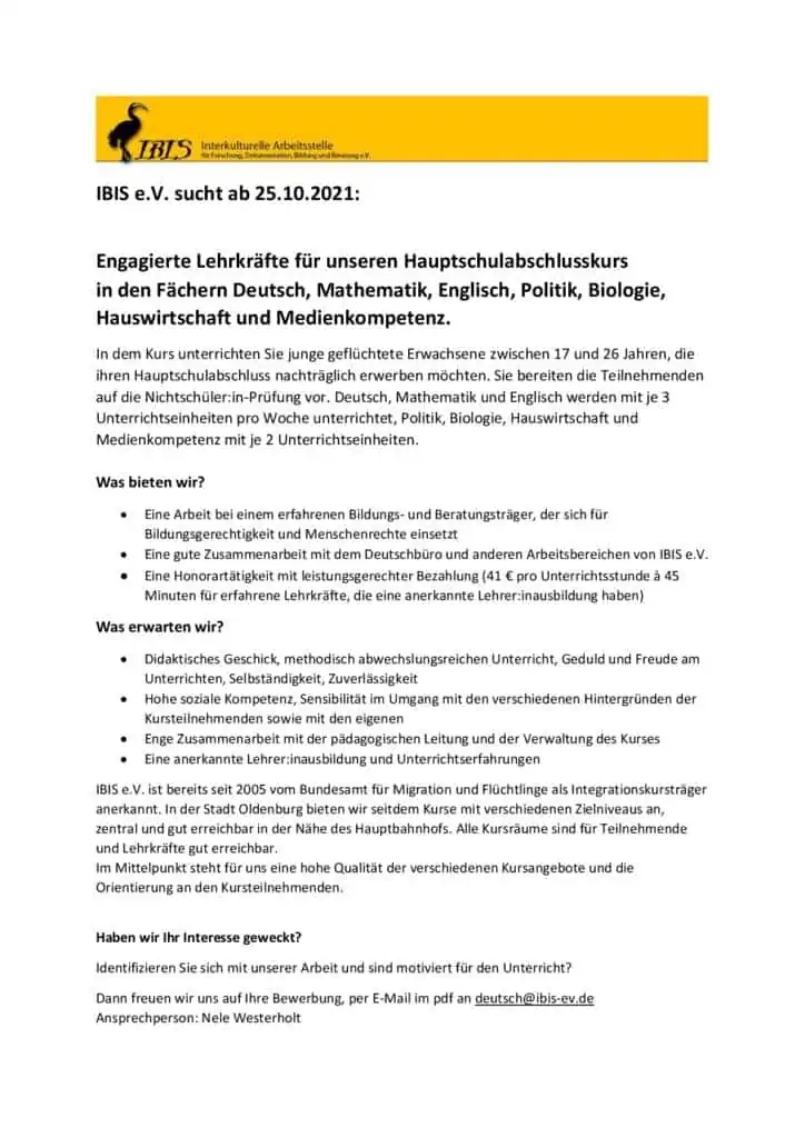 Stellenausschreibung Honorarkraefte HSA ibis 10.21 001