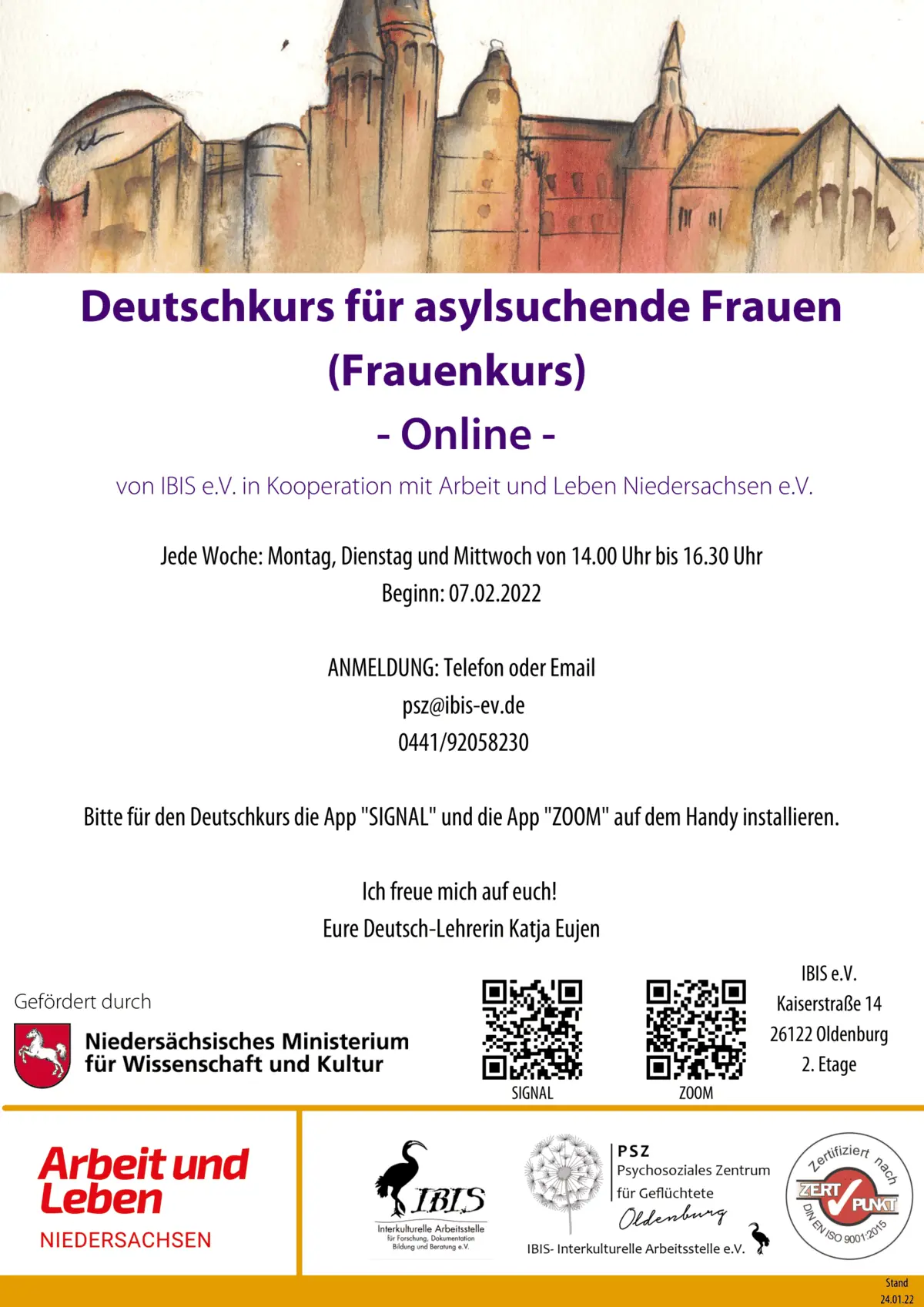Deutschkurs für Asylsuchende Frauen (Frauenkurs)- online!