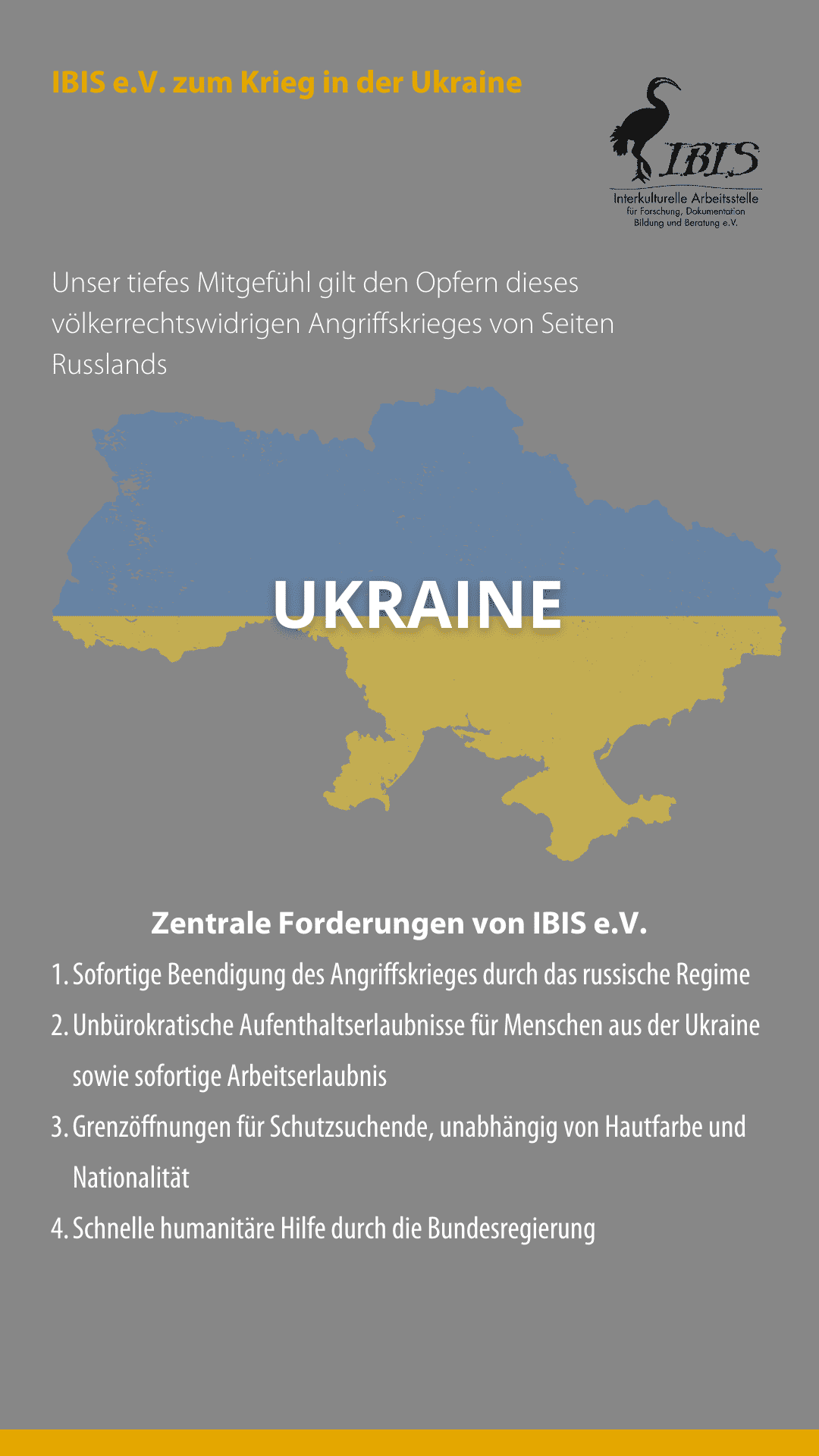 IBIS e.V. zum Krieg in der Ukraine