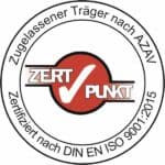 Logo Zertpunkt zertifiziert nach AZAV und DIN EN ISO 9001:2015