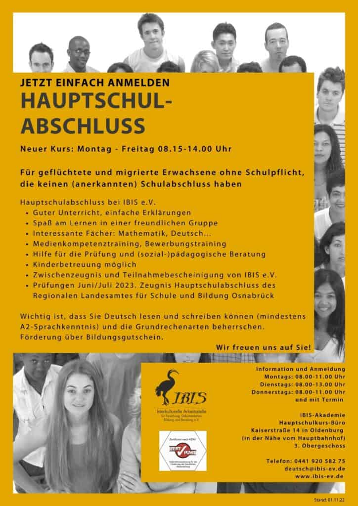 Machen Sie Ihren Hauptschulabschluss bei IBIS e.V. 3 FB 3.2.2c 28 Flyer Hauptschulabschluss bei IBIS e.V.