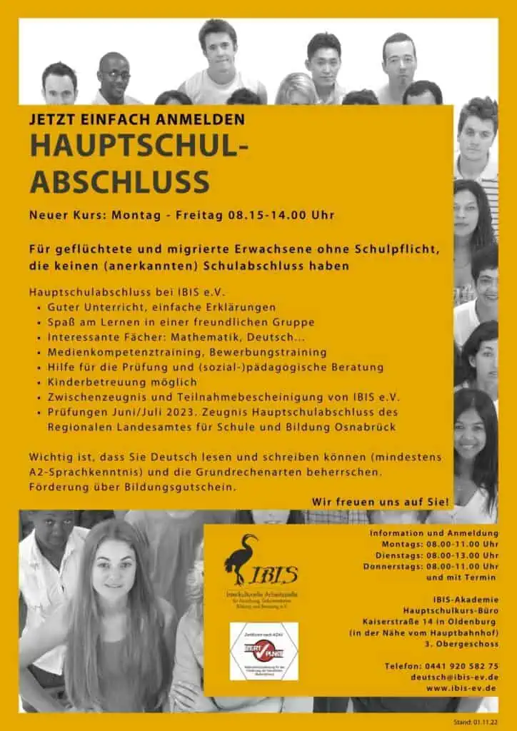 FB 3.2.2c 28 Flyer Hauptschulabschluss bei IBIS e.V.