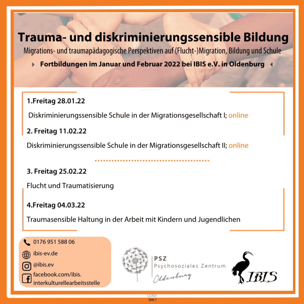 Fortbildungsreihe: Trauma- und diskriminierungssensible Bildung im Januar und Februar 2022 8 IBIS e.V. Flyer FoBi Paedagog innen 2022.pdf Instagram Post