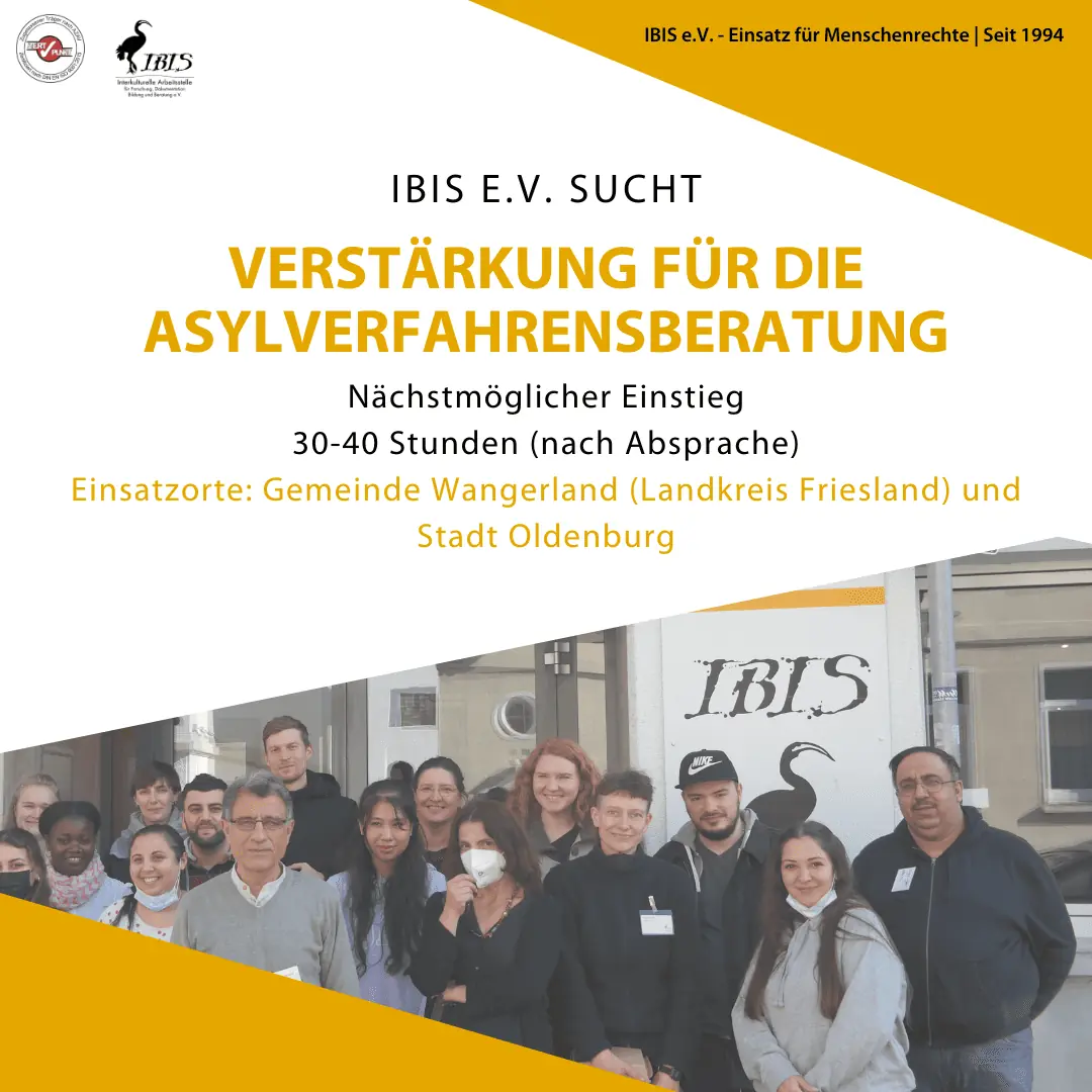 IBIS e.V. sucht Verstärkung für die Asylverfahrensberatung in Wangerland und der Stadt Oldenburg