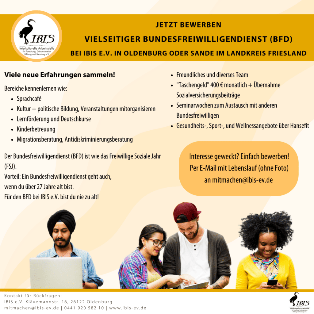 FB 1.5.2 16 Suche Bundesfreiwilligendienst bei IBIS e.V. Oldenburg und Sande IG