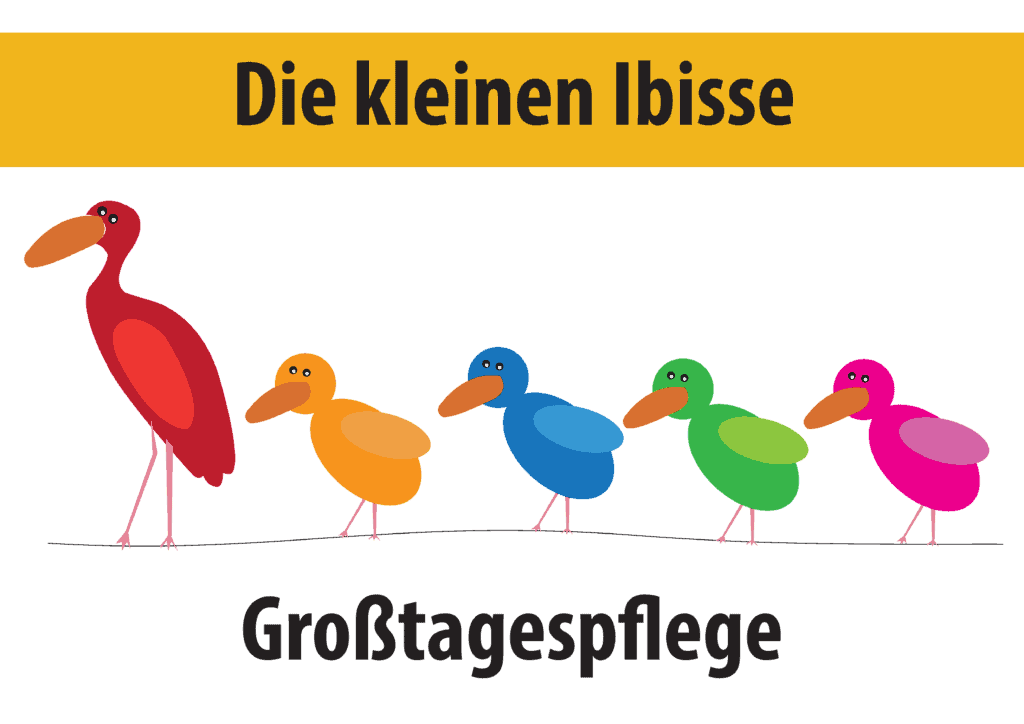 AA 3.2.2a 01b 02 IBIS Logo Grosstagespflege Kleine Ibisse Weisser Hintergrund