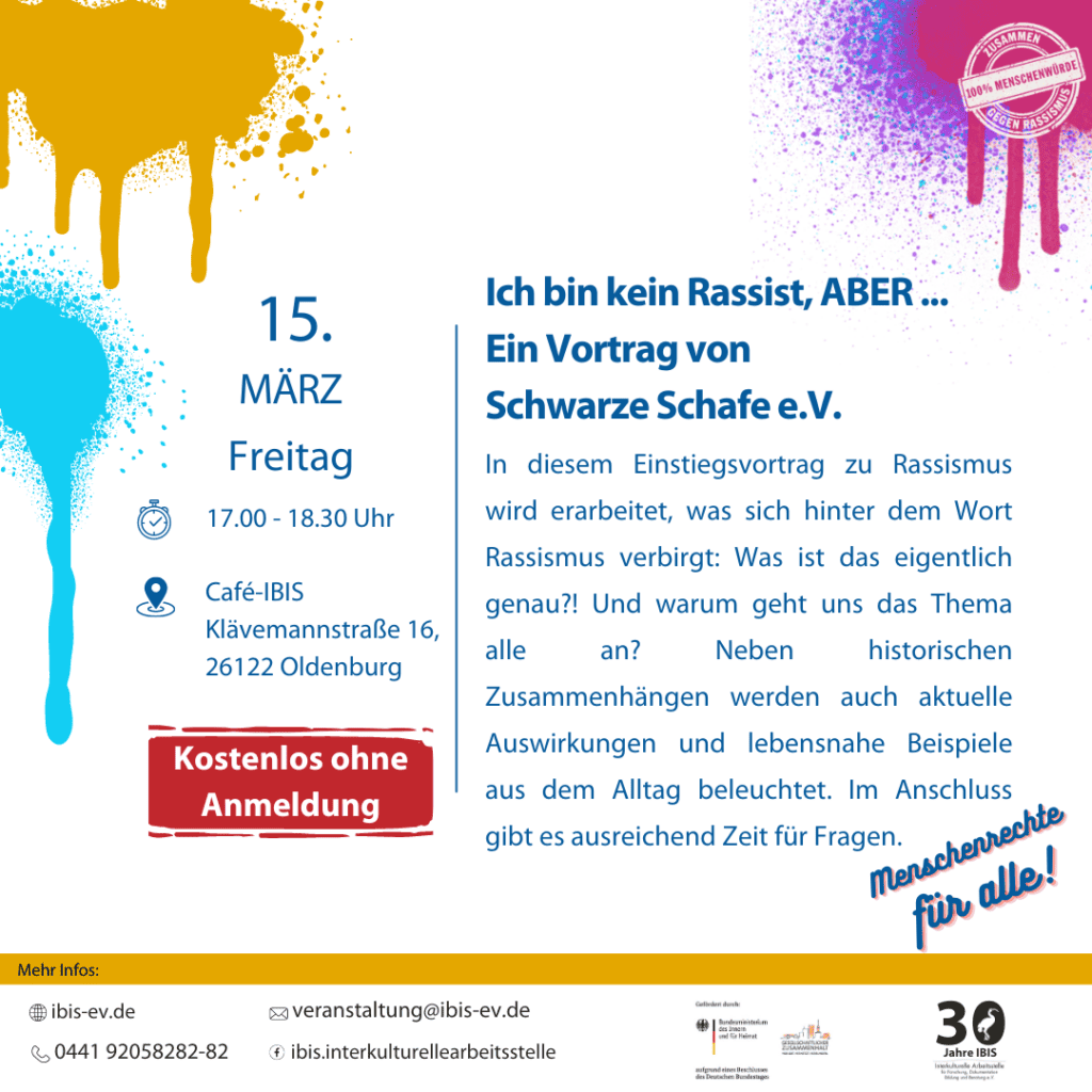 Ich bin kein Rassist, ABER... Ein Vortrag von Schwarze Schafe e.V. 4 Vortrag in den Wochen gegen Rassismus 2024