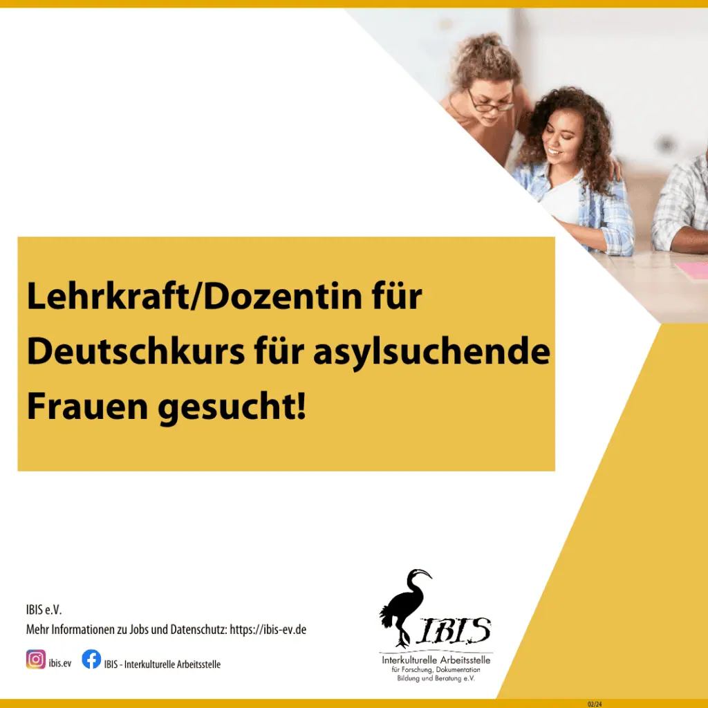 Lehrkraft/ Dozentin für asylsuchende Frauen gesucht