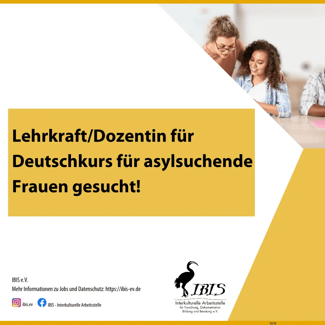 Lehrkraft/Dozentin für Deutschkurs für asylsuchende Frauen gesucht!