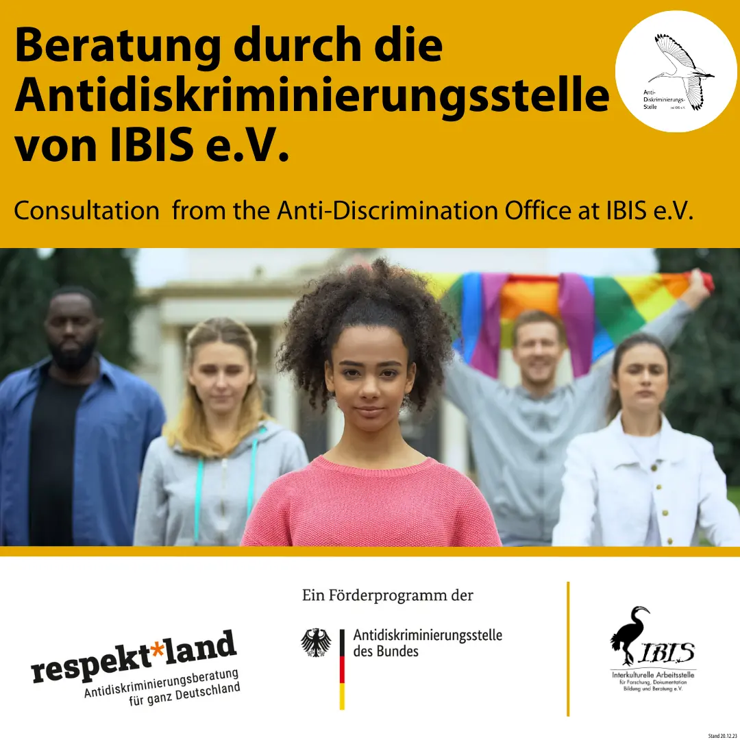 Beitrag FB 3.2.2c 06 Flyer Antidiskriminierungsberatung IBIS e.V. Kontakt Landkreis OL und Landkreis FRI