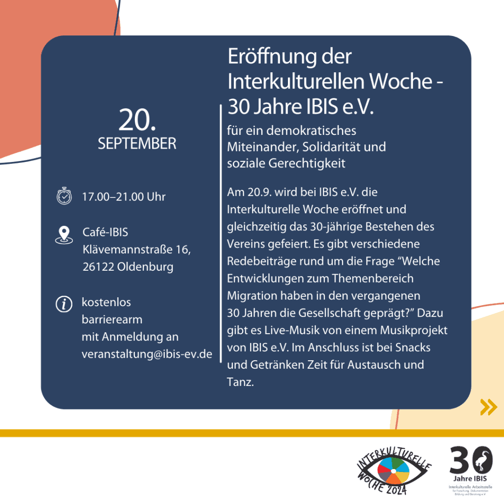 Eröffnung der Interkulturellen Woche - 30 Jahre IBIS e.V. 7 2 1