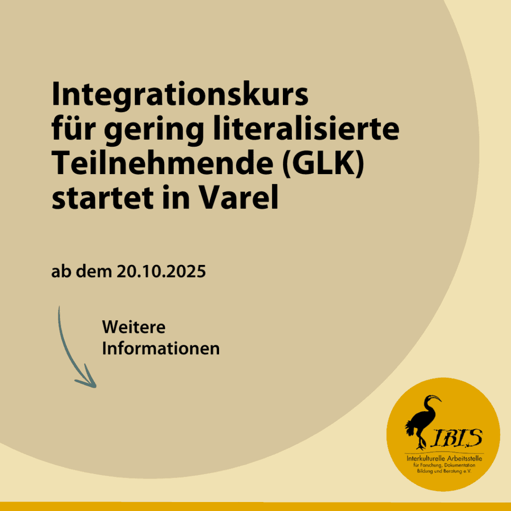 Integrationskurs für gering literalisierte Teilnehmende (GLK) startet in Varel (ab dem 20.10.2025) 1 Aktuelles Deutschkurs GLK